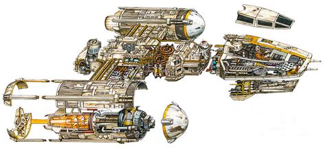 Star Wars Star Wars BTL A4 Y Wing Ship Cutaway Cutaway Drawing By