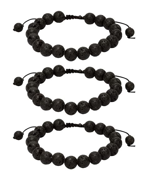 Spunkysoul Lava Bead Stone Diffuser Stretch Or Slider 3 Piece Bracelet