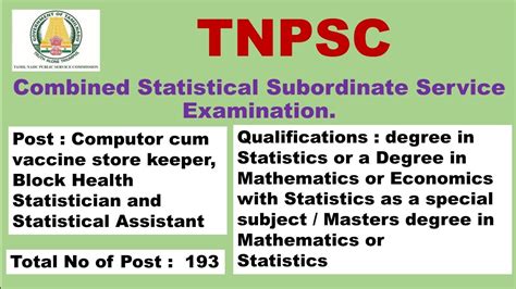 TNPSC Combined Statistical Subordinate Service Examination Block