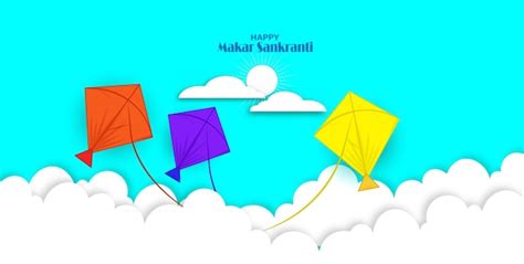 Fondo feliz del festival de makar sankranti ilustración con cometas