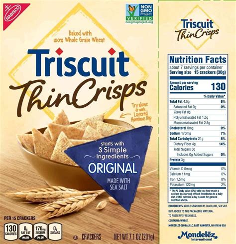 The Updated Nutrition Facts Label As Seen On Triscuit Thin Crisps