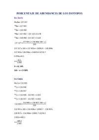 Porcentaje de abundancia Química Ejercicios de Química Docsity
