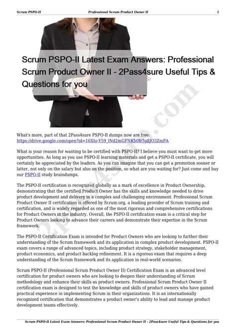 PPT Scrum PSPO II Latest Exam Answers Professional Scrum Product