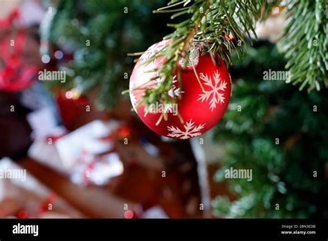 Christmas Tree Decorated And Christmas Presents France Stock Photo Alamy