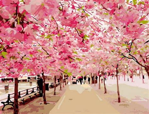 Cherry Blossom Trees Paint By Numbers Numeral Paint Kit