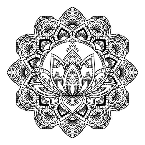 Premium Vector Hand Drawn Mandala Lotus Flower Drawing