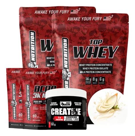 Whey Protein Double Combo 120 cápsulas de BCAA 150 g de creatina y