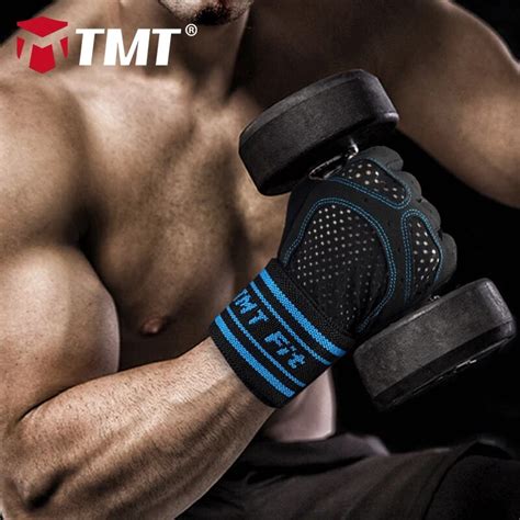 TMT Gym Gloves Dumbbell Half Finger Fitness Fingerless Sport Training