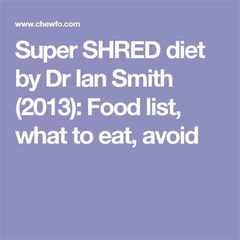 Pin on super shred diet