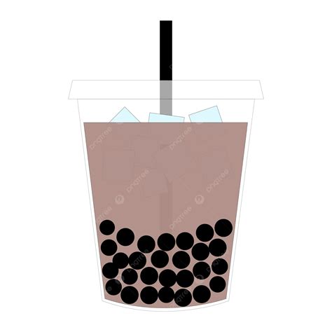 Image Of Chocolate Boba Drink With Transparent Background Vector Boba