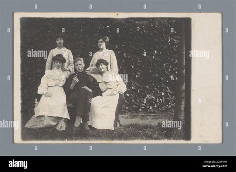 Group Portrait Of An Unknown Man And Four Unknown Women Stock Photo Alamy