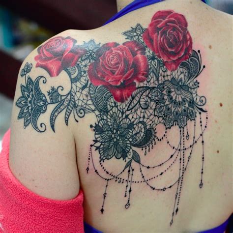 Lace Rose Tattoo Shoulder