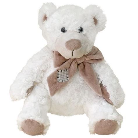 Mooie Witte Teddybeer Met Een Grote Beige Strik Joe Is Gemaakt Van