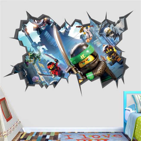 Lego Ninjago Movie Wall Hole 3d Decal Vinyl Sticker Decor Room Smashed