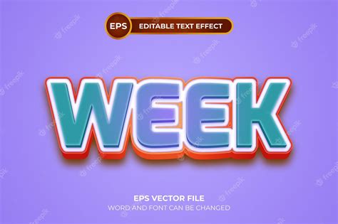 Premium Vector | Week editable text effect template