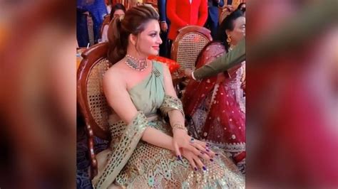 Urvashi Rautela Wear Leather Lehenga In Neha Kakkar Wedding Worth 55