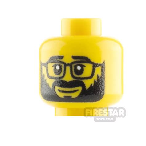 Firestar Custom Printed Minifigure Head Black Beard And Glasses