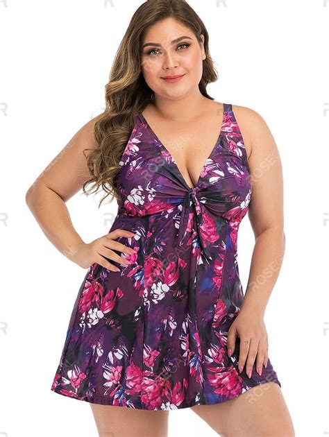 Floral Tie Front Plus Size Skirted Swimsuit In 2020 Plus Size Skirts Skirted Swimsuit Floral