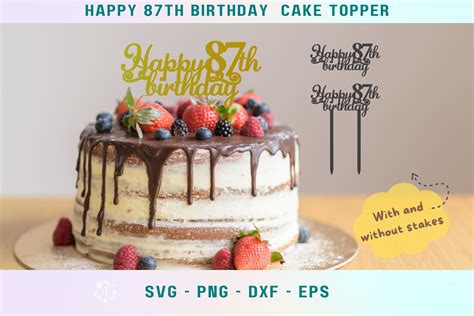 87th Birthday Cake Topper 87th Birthday Graphic By Nelecreative