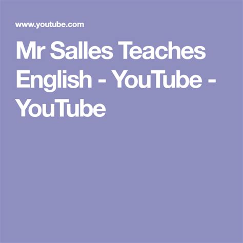 Mr Salles Teaches English - YouTube - YouTube | Teaching english ...