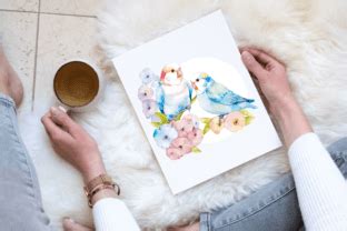 Parakeet Birds Watercolor Style Clipart Graphic By Whimsical Art Prints