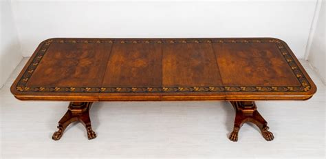 Regency Dining Table Walnut Extending Floral Inlay