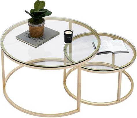 Happyment Salontafel Design Set Van Landelijk Woonkamer Rond