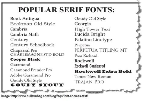 Popular Serif Fonts Not sure of the serif family- here are some popular Serif fonts www ...