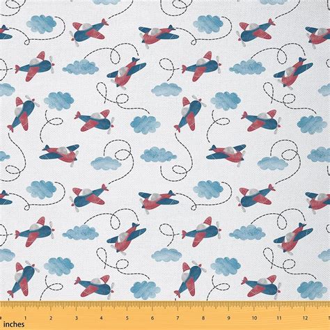 Kids Airplane Fabric By The Yardboys Vintage Watercolor