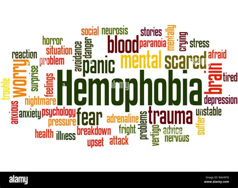 Hemophobia Fear Of Blood Word Cloud Concept On White Background Stock