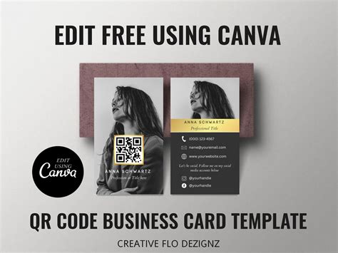 Editable Qr Code Business Card Template Customizable Qr Code Etsy