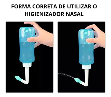 Higienizador Lavagem Nasal Ducha Garrafa 300 Ml E 2 Bicos Cor Azul R