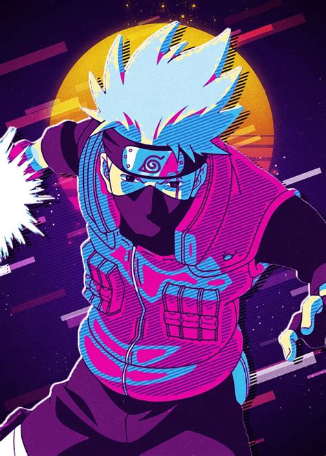 Retro Kakashi Chidori Poster By Radiant Enterprise Displate Naruto