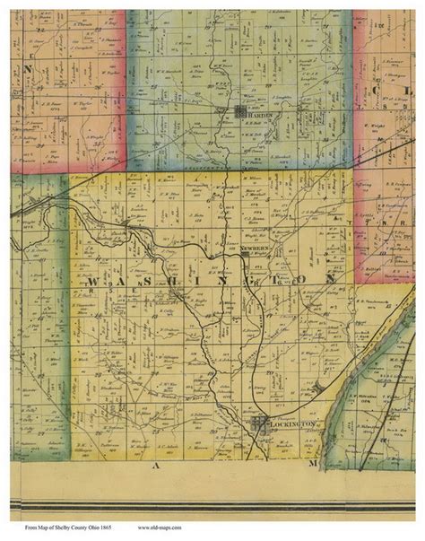 Washington Ohio Old Town Map Custom Print Shelby Co Old Maps