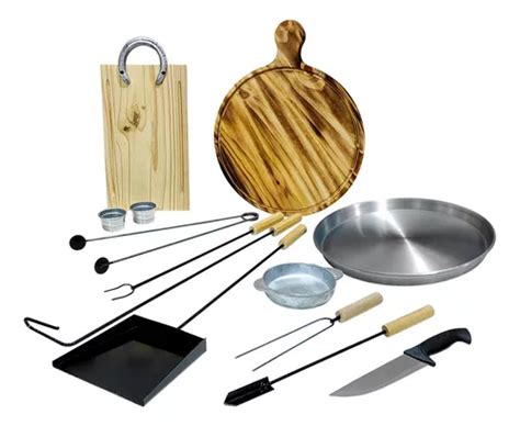 Kit Parrillero Herramientas Asado Pala Cuchillo Tablas