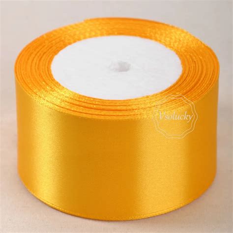 1 Roll Gold Yellow 25 Yards 2 50mm Satin Ribbon Sash T Bow Craft