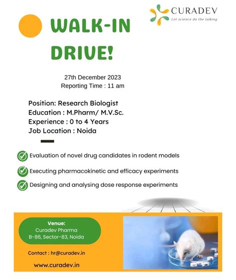 Curadev Pharma Walk In Drive For Mpharmmvsc Freshers And Experience