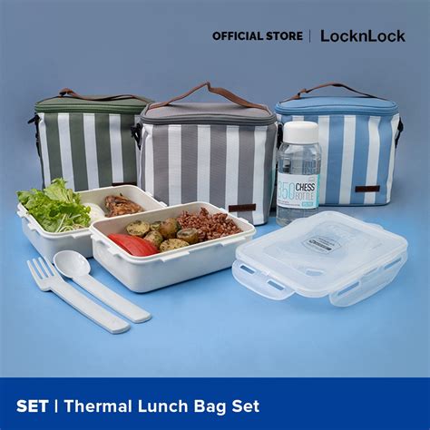 Locknlock New Thermal Insulated Lunch Bag Set With Strap For Work