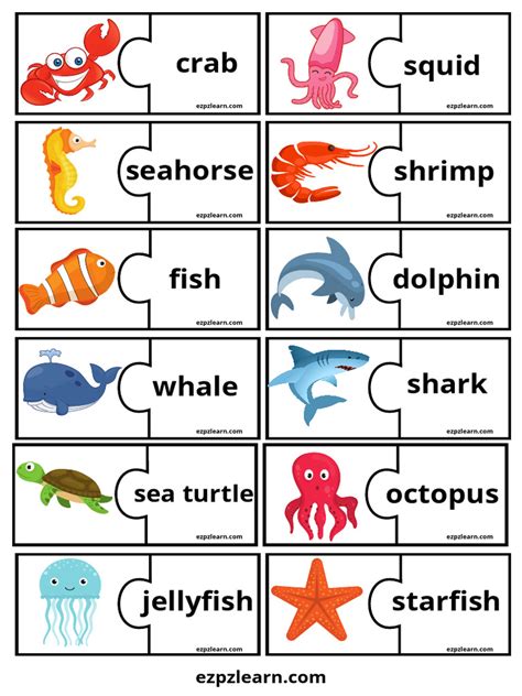 Sea Animals Puzzle Match Game | PDF