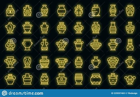 Amphora Icons Set Vector Neon Stock Illustration Illustration Of