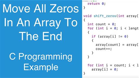 Move All Zeros In An Array To The End C Programming Example Youtube