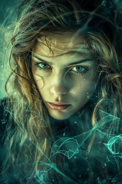 Premium Photo Surreal Portrait Of Woman With Swirling Fiery And