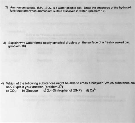 SOLVED Ammonium Sulfate NHa SO4 Is A Water Soluble Salt Draw The