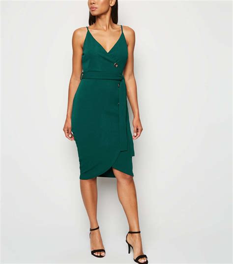 Ax Paris Dark Green Wrap Dress New Look