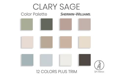 Clary Sage Paint Palette Sherwin Williams Color Palette Etsy