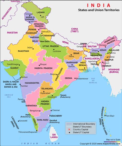 On An Outline Map Of India Show All The States And Union Territories