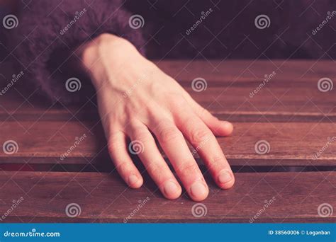 Woman S Hand On Table Stock Photo Image Of Woman Quiet 38560006