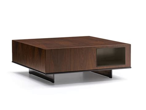 Roger Square Low Wooden Coffee Table For Living Room By Minotti