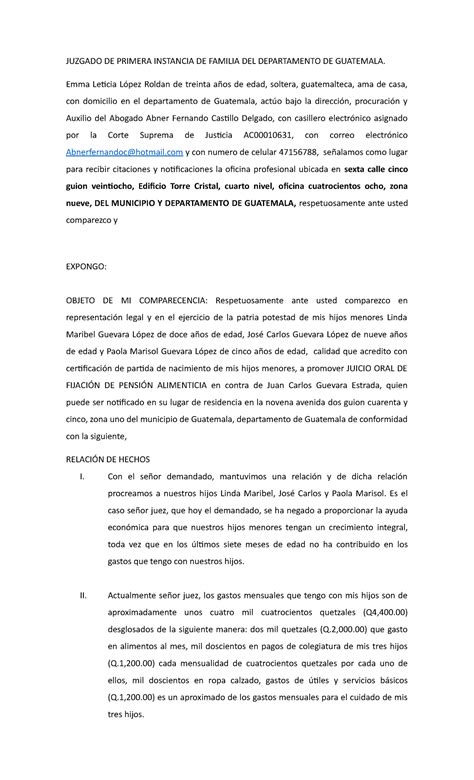 Demanda 7mo Semestre Grupo 2 JUZGADO DE PRIMERA INSTANCIA DE FAMILIA