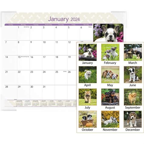 At A Glance 2024 Puppies Monthly Desk Pad Standard 21 3 4 X 17